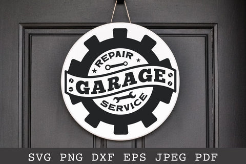 Garage Sign SVG Cut File | Round Wood Sign SVG Shine Green Art 