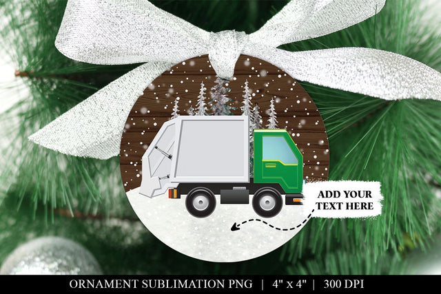 Garbage Truck Christmas Ornament Sublimation Sublimation BijouBay 