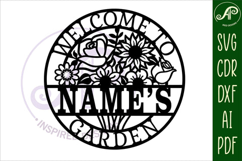 Garden bouquet sign svg laser cut template SVG APInspireddesigns 