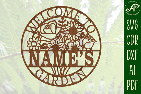 Garden bouquet sign svg laser cut template SVG APInspireddesigns 