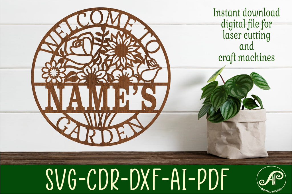 Garden bouquet sign svg laser cut template - So Fontsy