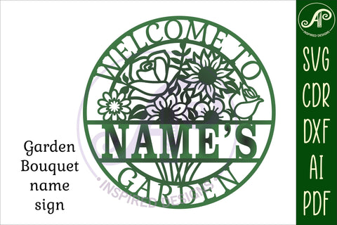 Garden bouquet sign svg laser cut template SVG APInspireddesigns 