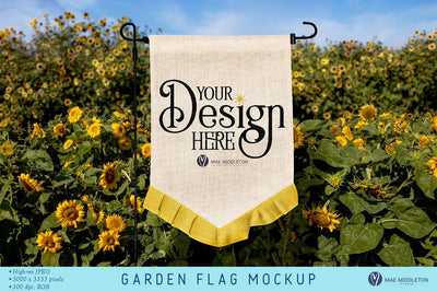 Garden Flag in Sunflower Field | Mock up, Styled Photo Mock Up Photo Mae Middleton Studio 