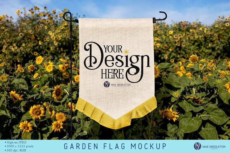 Garden Flag in Sunflower Field | Mock up, Styled Photo Mock Up Photo Mae Middleton Studio 