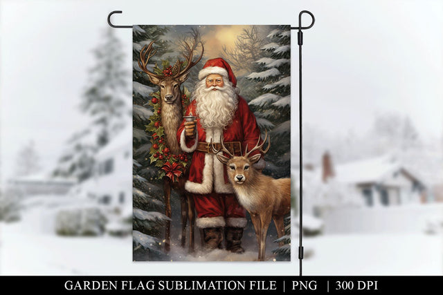 Garden Flag PNG File, Vintage Santa Garden Flag Sublimation Sublimation BijouBay 