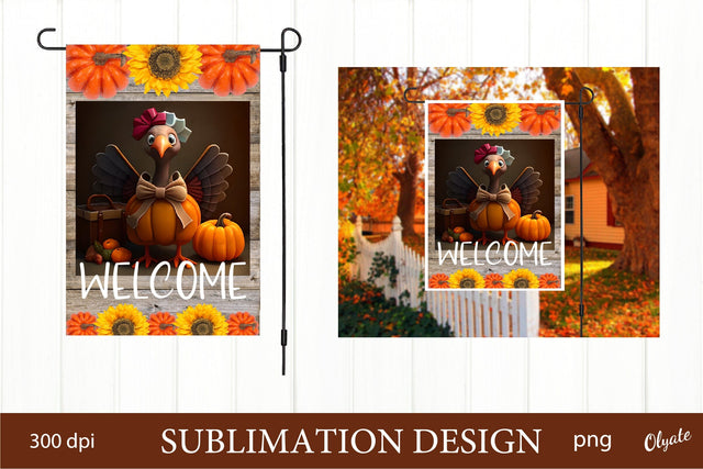 Garden Flag Sublimation Design. Cutest Turkey In Town Sublimation Olga Terlyanskaya 