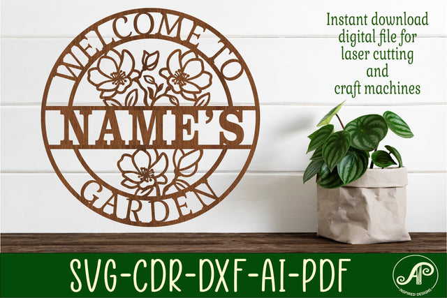 Garden floral branch sign svg laser cut template SVG APInspireddesigns 