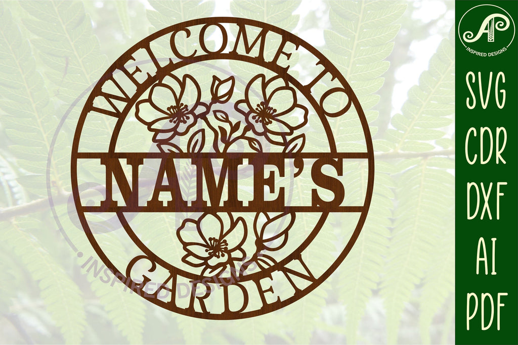 Garden floral branch sign svg laser cut template - So Fontsy