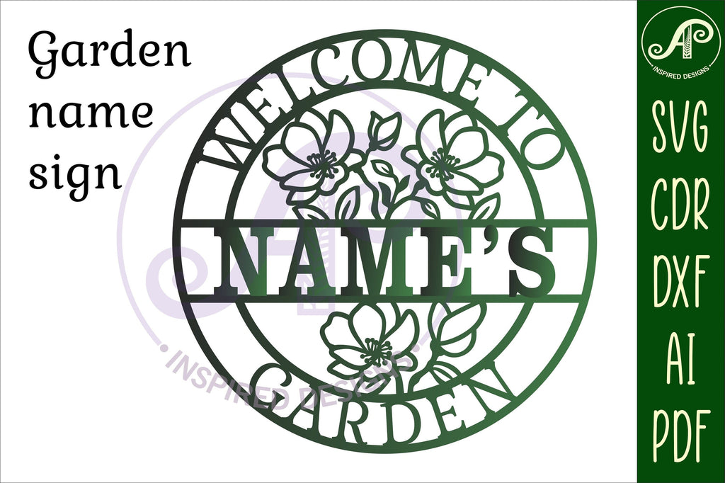 Garden floral branch sign svg laser cut template - So Fontsy