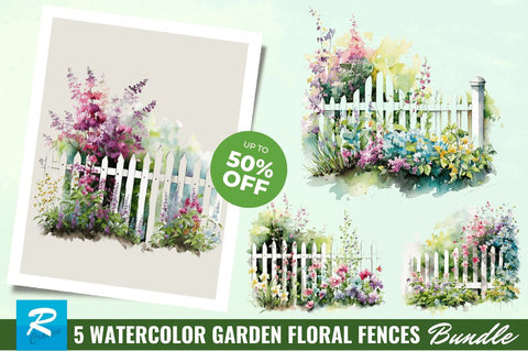 Garden floral Fences Clipart Bundle Sublimation Regulrcrative 