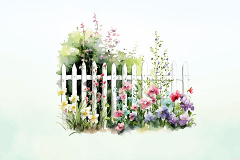 Garden floral Fences Clipart Bundle Sublimation Regulrcrative 