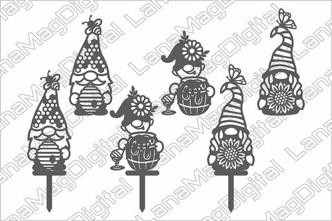 Garden gnome family svg, Garden stake, Gnome Beekeeper svg, Beehive SVG LanaMagDigital 
