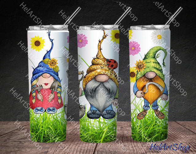 Garden Gnomes Tumbler PNG, SKINNY TUMBLER 20 PNG Sublimation _HelArtShop_ 