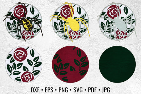 Garden Spider layered art laser cut files SVG Angel on Empire 