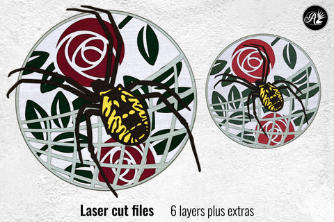 Garden Spider layered art laser cut files SVG Angel on Empire 