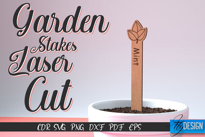 Garden Stakes Laser Cut SVG | Laser Flower Stakes SVG Design | CNC Files SVG Fly Design 