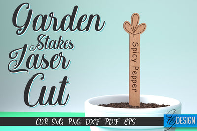 Garden Stakes Laser Cut SVG | Laser Flower Stakes SVG Design | CNC Files SVG Fly Design 