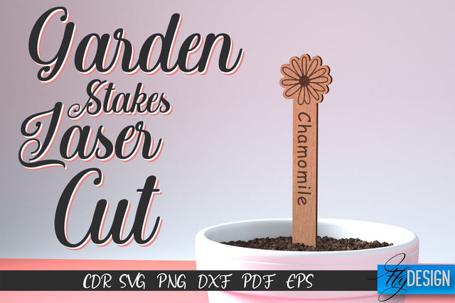 Garden Stakes Laser Cut SVG | Laser Flower Stakes SVG Design | CNC Files SVG Fly Design 