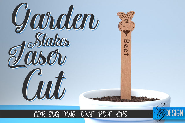 Garden Stakes Laser Cut SVG | Laser Flower Stakes SVG Design | CNC Files SVG Fly Design 
