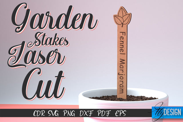 Garden Stakes Laser Cut SVG | Laser Flower Stakes SVG Design | CNC Files SVG Fly Design 