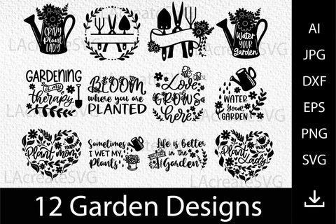 Garden Svg Bundle, Gardening SVG PNG DXF Cricut Plants Flowers svg SVG LAcreateSVG 