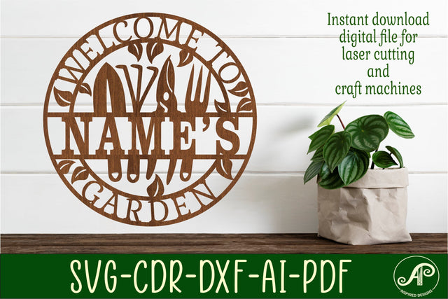 Garden tools sign svg laser cut template SVG APInspireddesigns 