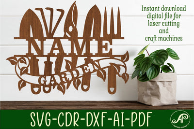 Garden tools sign svg laser cut template SVG APInspireddesigns 