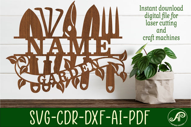 Garden tools sign svg laser cut template SVG APInspireddesigns 