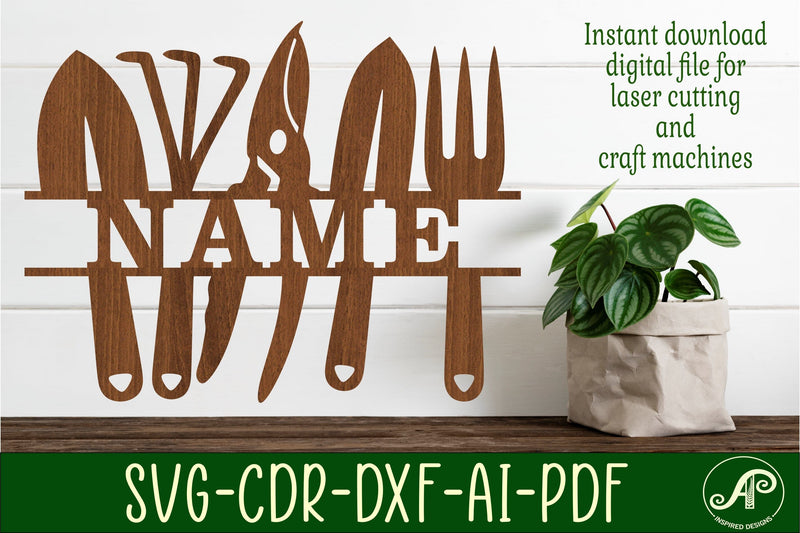 Garden tools sign svg laser cut template SVG APInspireddesigns 