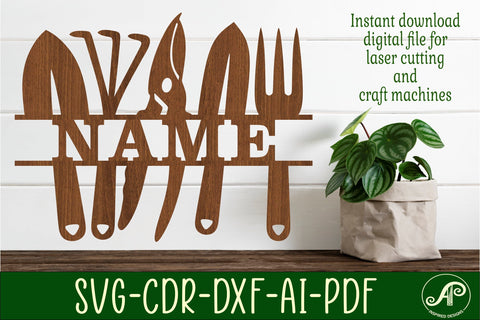 Garden tools sign svg laser cut template SVG APInspireddesigns 