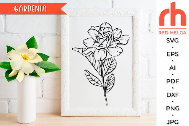 Gardenia SVG - Garden Flower Cut File SVG RedHelgaArt 