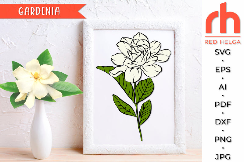 Gardenia SVG - Garden Flower Cut File SVG RedHelgaArt 
