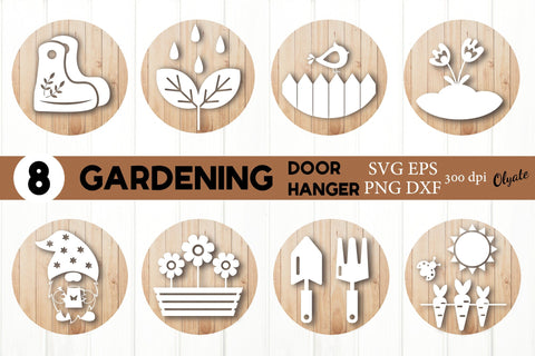 Gardening Door Hanger. Spring Round Sign SVG Bundle. SVG Olga Terlyanskaya 