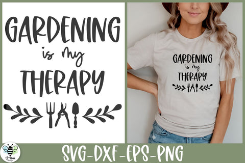 Gardening Is My Therapy SVG | Garden Quote Cut File SVG B Renee Design 