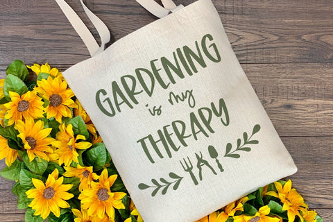 Gardening Is My Therapy SVG | Garden Quote Cut File SVG B Renee Design 