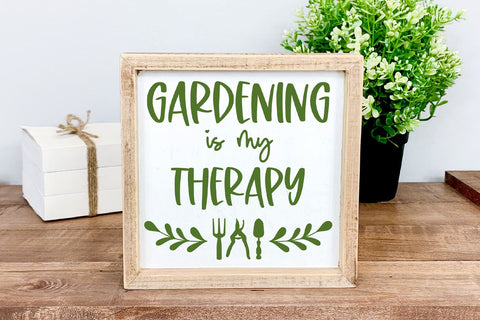 Gardening Is My Therapy SVG | Garden Quote Cut File SVG B Renee Design 