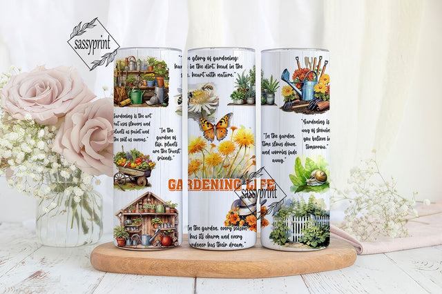 Gardening life 20oz Skinny Tumbler Sublimation Designs, Gardening PNG File Digital Download, Gardening tumbler png, Gardening tumbler wrap Sublimation sassyprint 