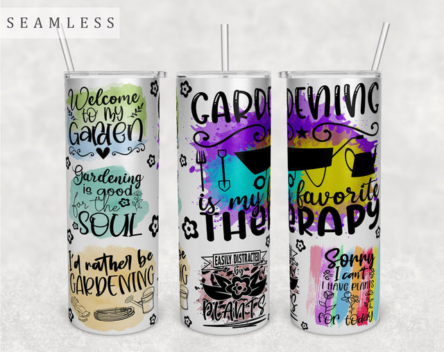 Gardening Quotes Tumbler Wrap, 20 Oz Skinny Tumbler Sublimation Design, Seamless Gardening Sayings Tumbler PNG Sublimation HappyDesignStudio 