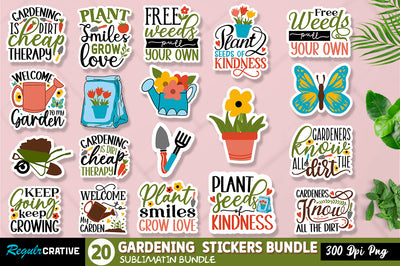 Gardening Stickers Png Bundle Sublimation Regulrcrative 