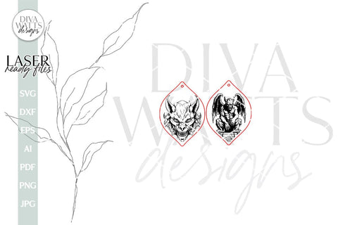 Gargoyle Earrings SVG For Laser Earrings With Gargoyles for Halloween Earrings For Glowforge Gargoyle Earrings SVG Halloween Earring SVG SVG Diva Watts Designs 