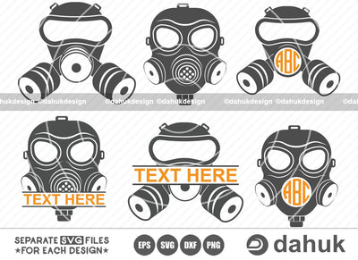 Gas Mask SVG, Gas Mask Split And Circle Monogram, Gas mask cut file, Gas Mask Clipart, Gas Mask Vector, Cut file for silhouette, svg, eps, dxf, png, clipart cricut design space, vinyl cut files SVG dahukdesign 