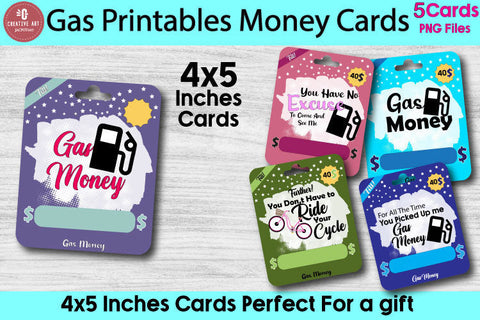 Gas Money Card Design - 5 Unique Gas Gift Cards PNG Sublimation jacpot007 