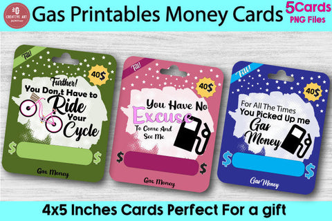 Gas Money Card Design - 5 Unique Gas Gift Cards PNG Sublimation jacpot007 