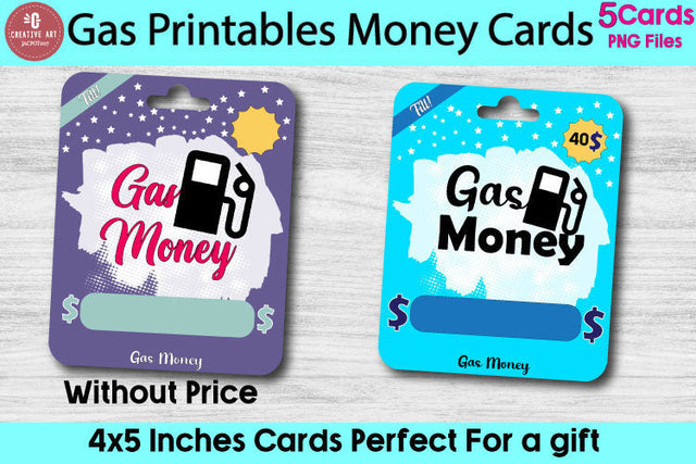 Gas Money Card Design - 5 Unique Gas Gift Cards PNG Sublimation jacpot007 