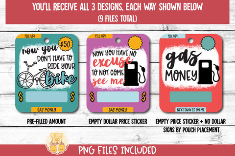 Gas Money Card PNG Designs | Fuel Money Gift Sublimation Cheese Toast Digitals 