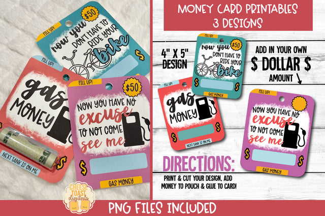 Gas Money Card PNG Designs | Fuel Money Gift Sublimation Cheese Toast Digitals 