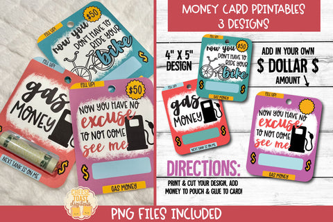 Gas Money Card PNG Designs | Fuel Money Gift Sublimation Cheese Toast Digitals 