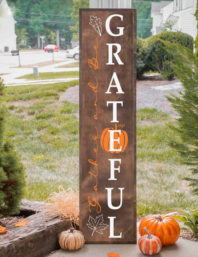 Gather and be grateful porce sing, grateful porce svg, cut files, fall season porce, pumpkin season porce, home decor svg SVG Isabella Machell 