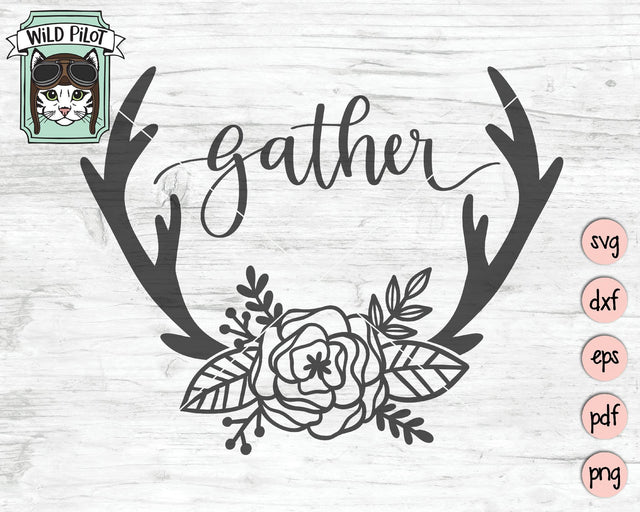 Gather Floral Antlers SVG Cut File SVG Wild Pilot 