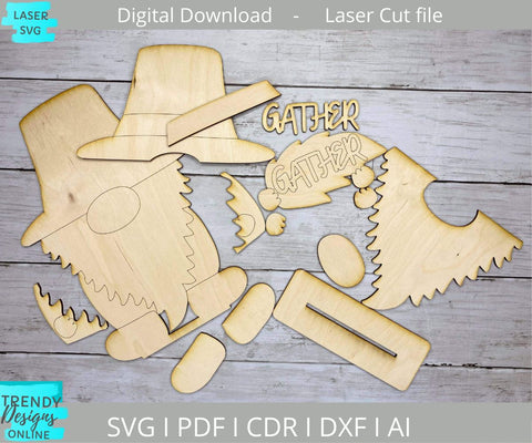 Gather Gnome Fall shelf sitter svg, Glowforge laser cut svg SVG Trendy Designs Online 